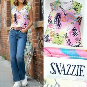 Y2K🎀SNAZZIE💋Multicolor Sleeveless Graffiti Top